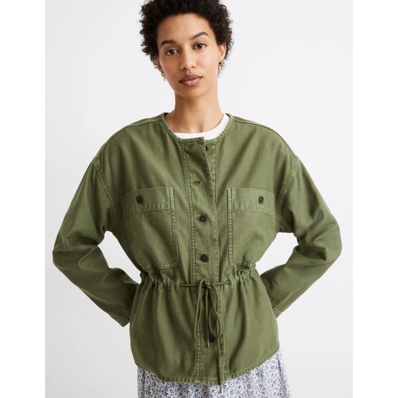 Madewell Jackets & Blazers - Madewell Claremont Drawstring Jacket Button Up Military Workwear Palm Tree XL